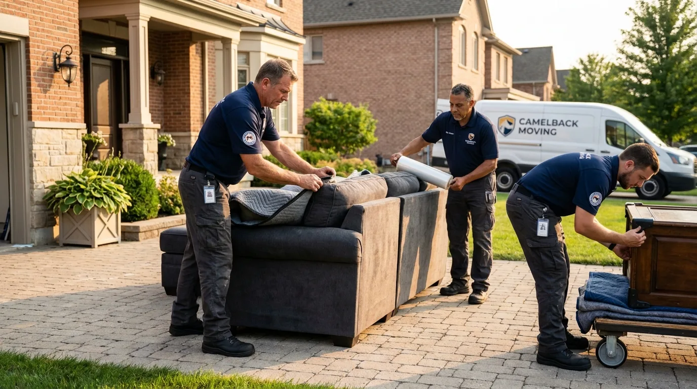 Large estate moving crew wrapping furniture in Plainfield, CT
